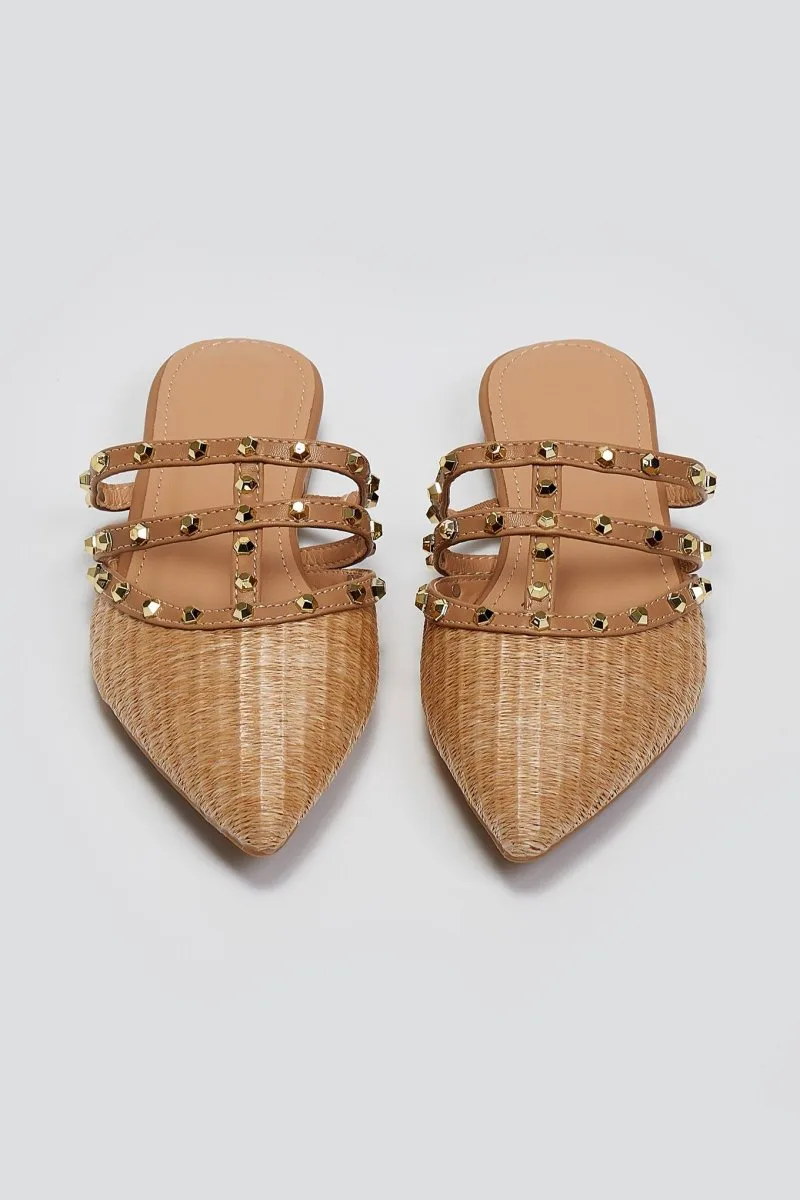 ERYNN Pointed Studded Mules - 333-280 - Taupe