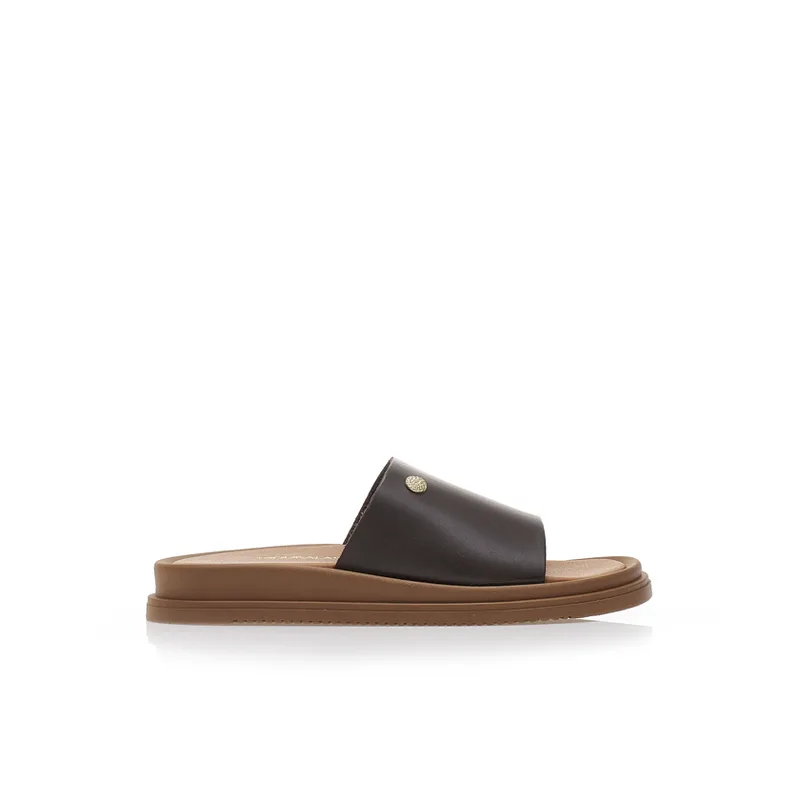 Flatforms καφέ χειροποίητα δερματίνη με φαρδιά φάσα ΚΑΦΕ