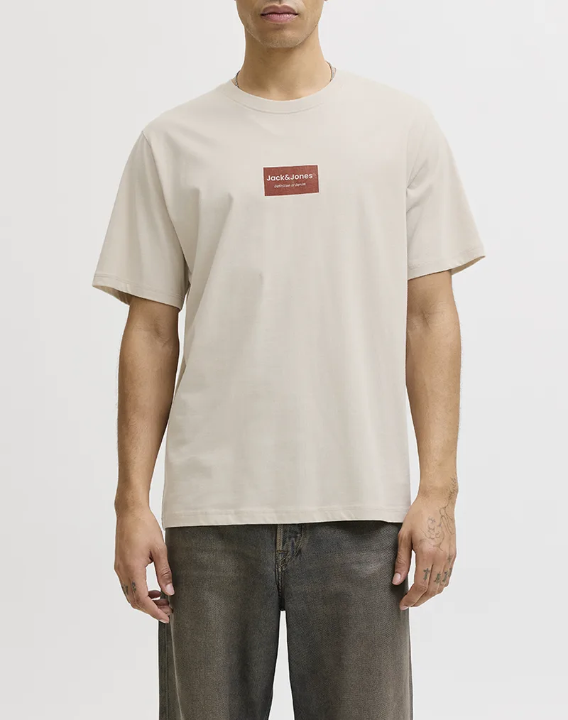 JACK&JONES JJFRANK TEE SS CREW NECK 12288092-Moonbeam Ecru