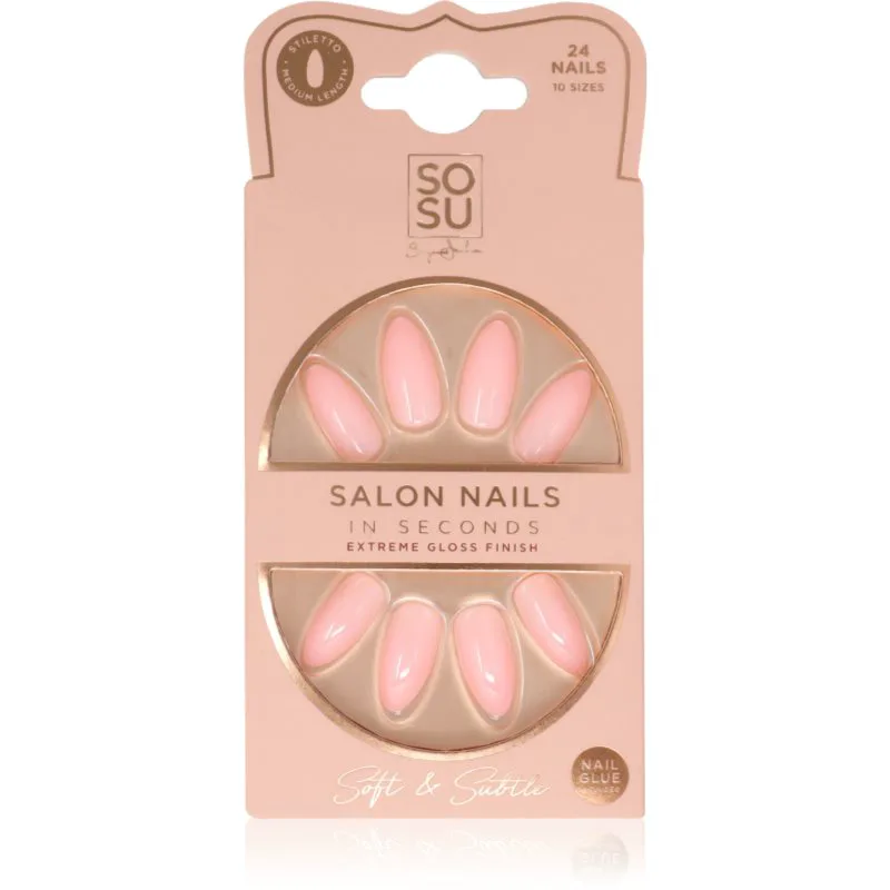SOSU Cosmetics Salon Nails Ψεύτικα νύχια απόχρωση Soft & Subtle 24 τμχ