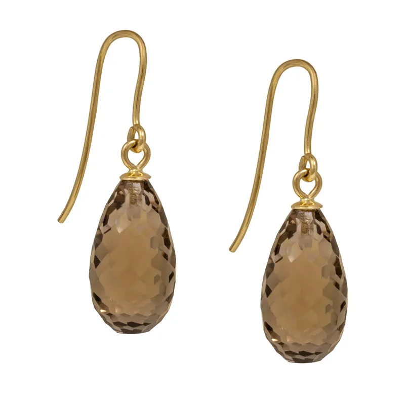 Γυναικεία κρεμαστά σκουλαρίκια Κ14 Smoked Drop Quartz 054319 054319 Χρυσός 14 Καράτια