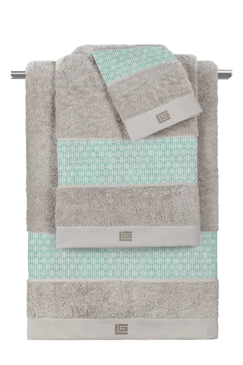 Σετ Πετσέτες 3 Τεμαχίων Guy Laroche Sandy Aqua-Silver 30x50,50x90,70x140