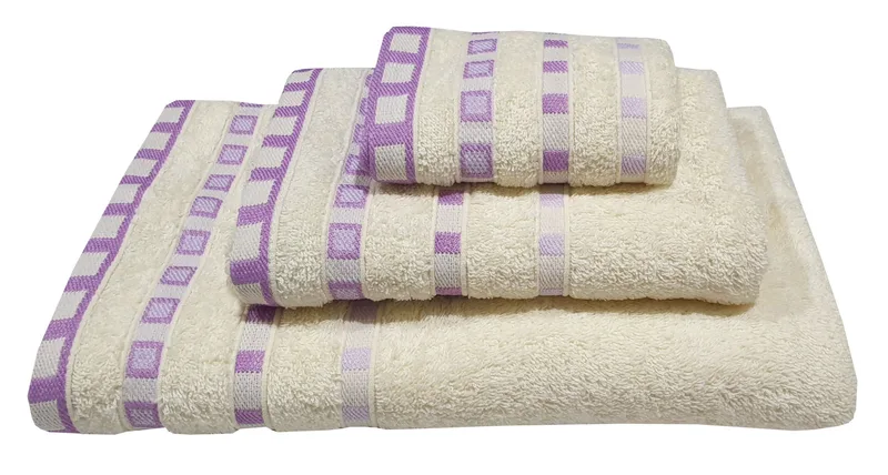 Πετσέτα Βαμβακερή Ζακάρ Χεριών 30x50εκ. Cream-Lilac Komvos Home 7000011-11 (Ύφασμα: Βαμβάκι 100%, Χρώμα: Λιλά, Μέγεθος: Χεριών ) - KOMVOS HOME - 7000011-11
