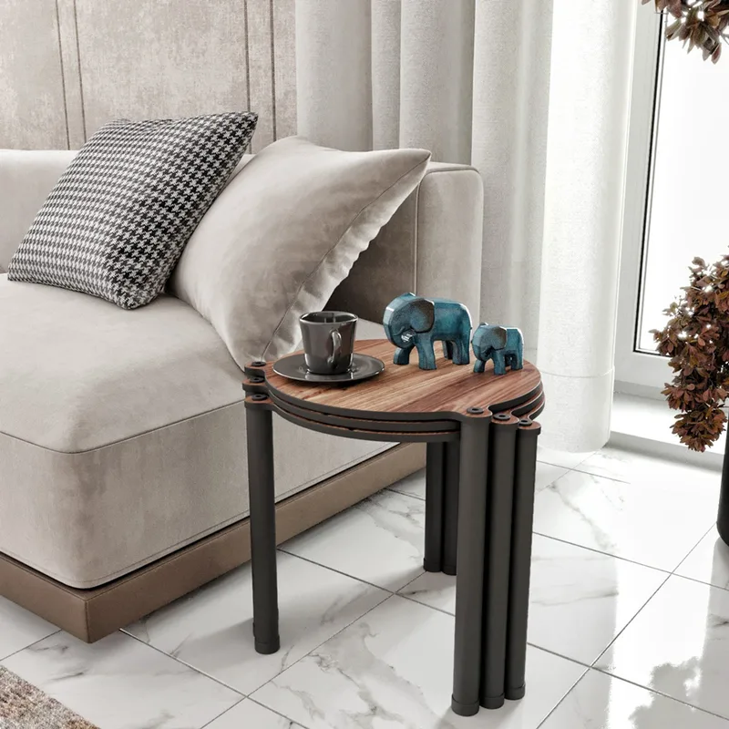 Τραπεζάκια Ζιγκόν (Σετ 3 Τμχ) Lavia 3 - Walnut 282Ptr1530 (34x40x34 cm)