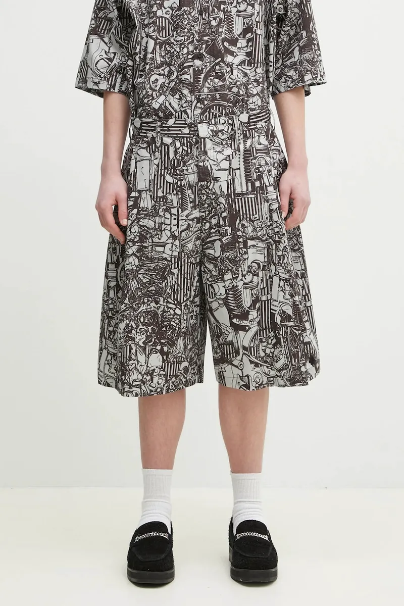 Βαμβακερό σορτσάκι Marcelo Burlon Aop Mech Pajama Shorts Dark Grey Medium