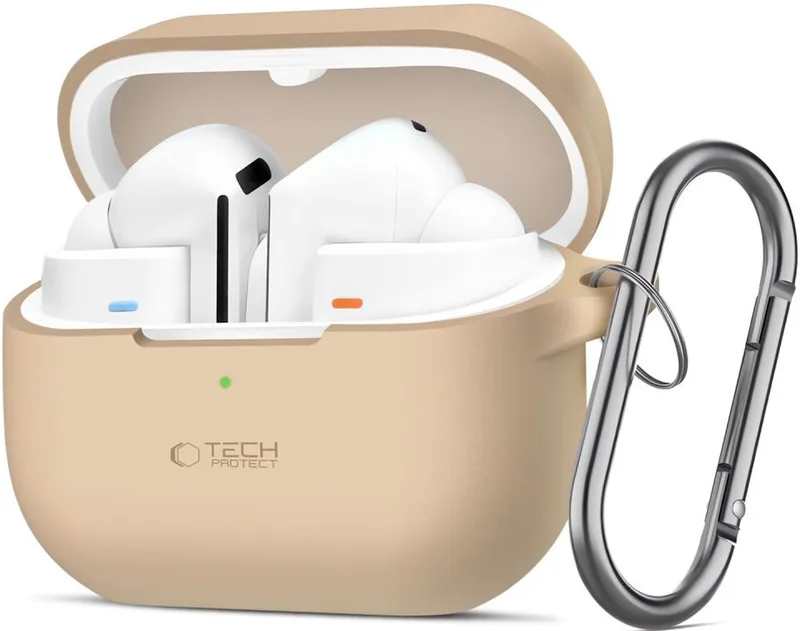 Θήκη Samsung Galaxy Buds 3 / 3 Pro Tech-Protect Silicone Hook Σιλικόνης - Caffe Latte (5906302313730)