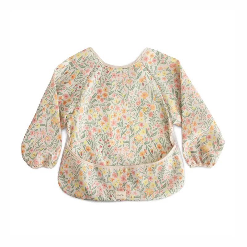 Mushie Long Sleeve Bib σαλιάρα Pastel Blooms 6-24m 1 τμχ
