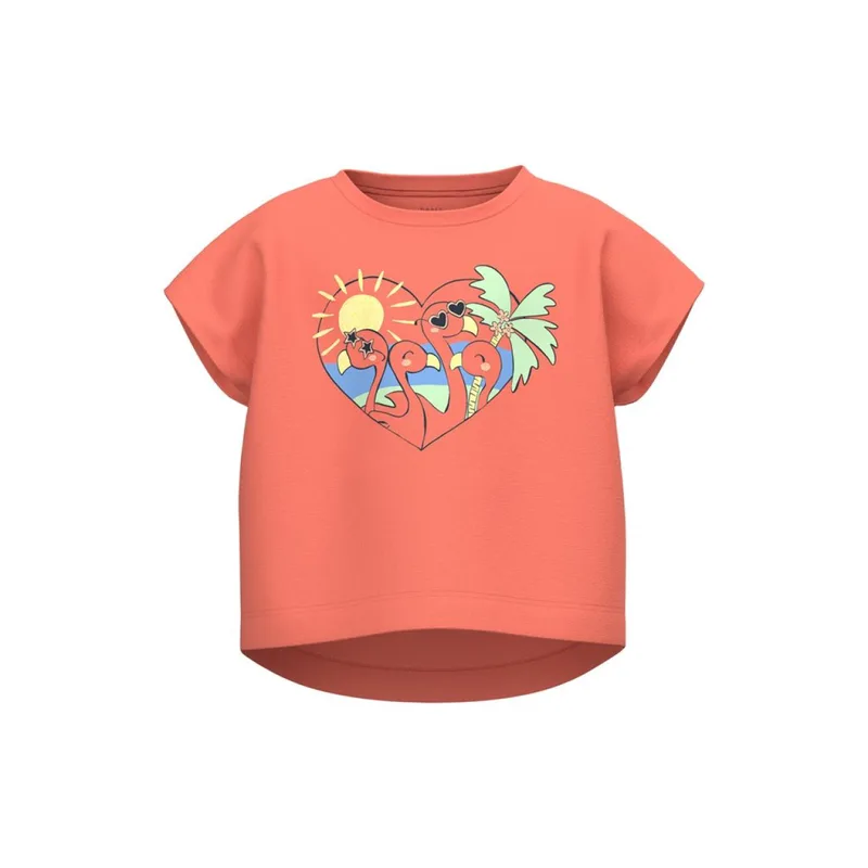 Μπλούζα μακό crop κορίτσι name it-13215042-Coral
