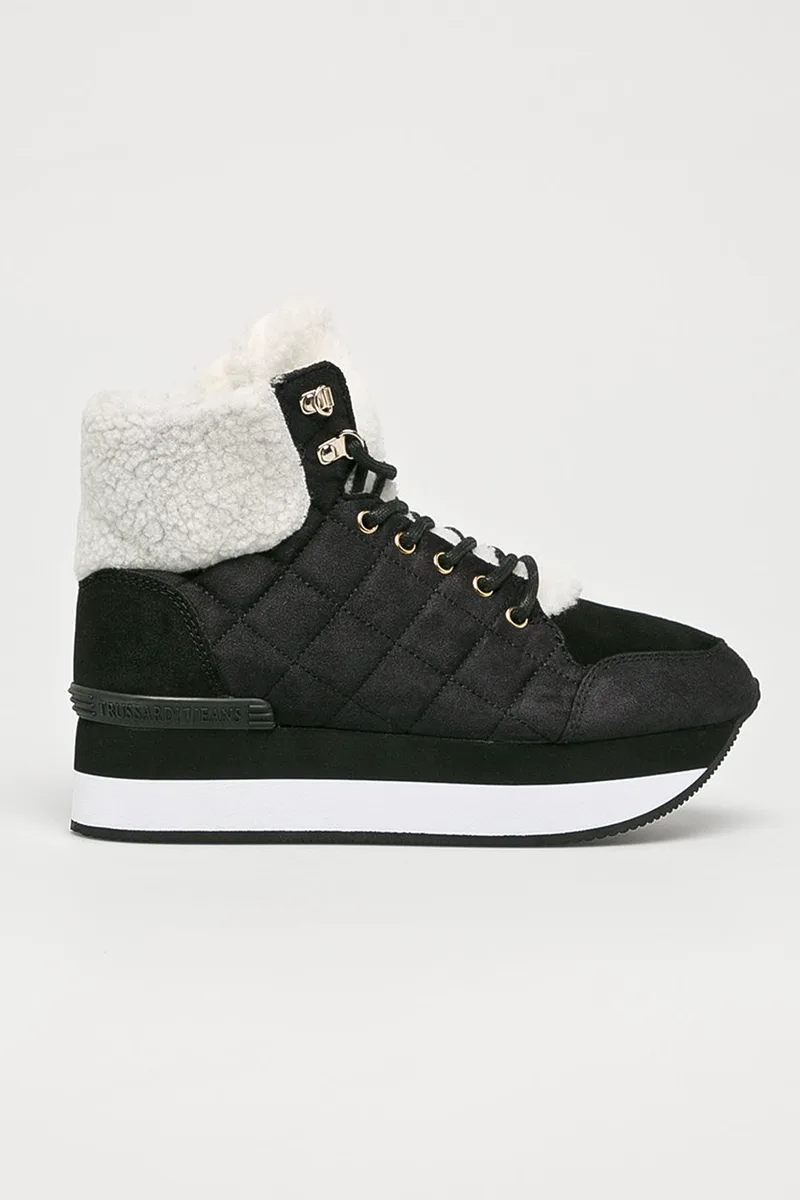 Trussardi γυναικεία μποτάκια με faux γούνα - 79A00244-9Y099999 Μαύρο