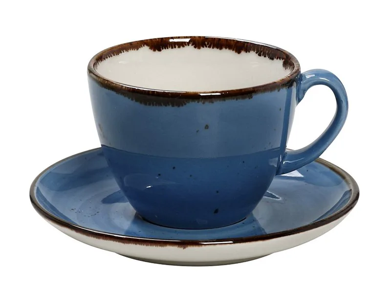 Φλυτζάνι Με Πιατάκι Cappuccino Πορσελάνης 350ml Terra Blue ESPIEL TLF110K6 (Σετ 6 Τεμάχια) (Υλικό: Πορσελάνη, Χρώμα: Μπλε) - ESPIEL - TLF110K6