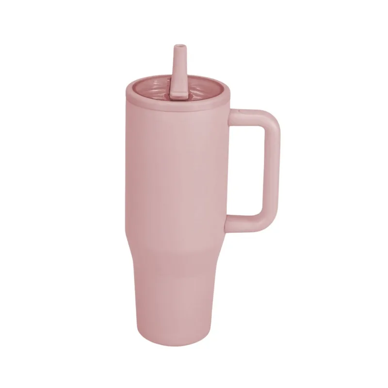 Ποτήρι Θερμός Ανοξείδωτο BPA Free 1200ml με Καλαμάκι και Λαβή Ροζ