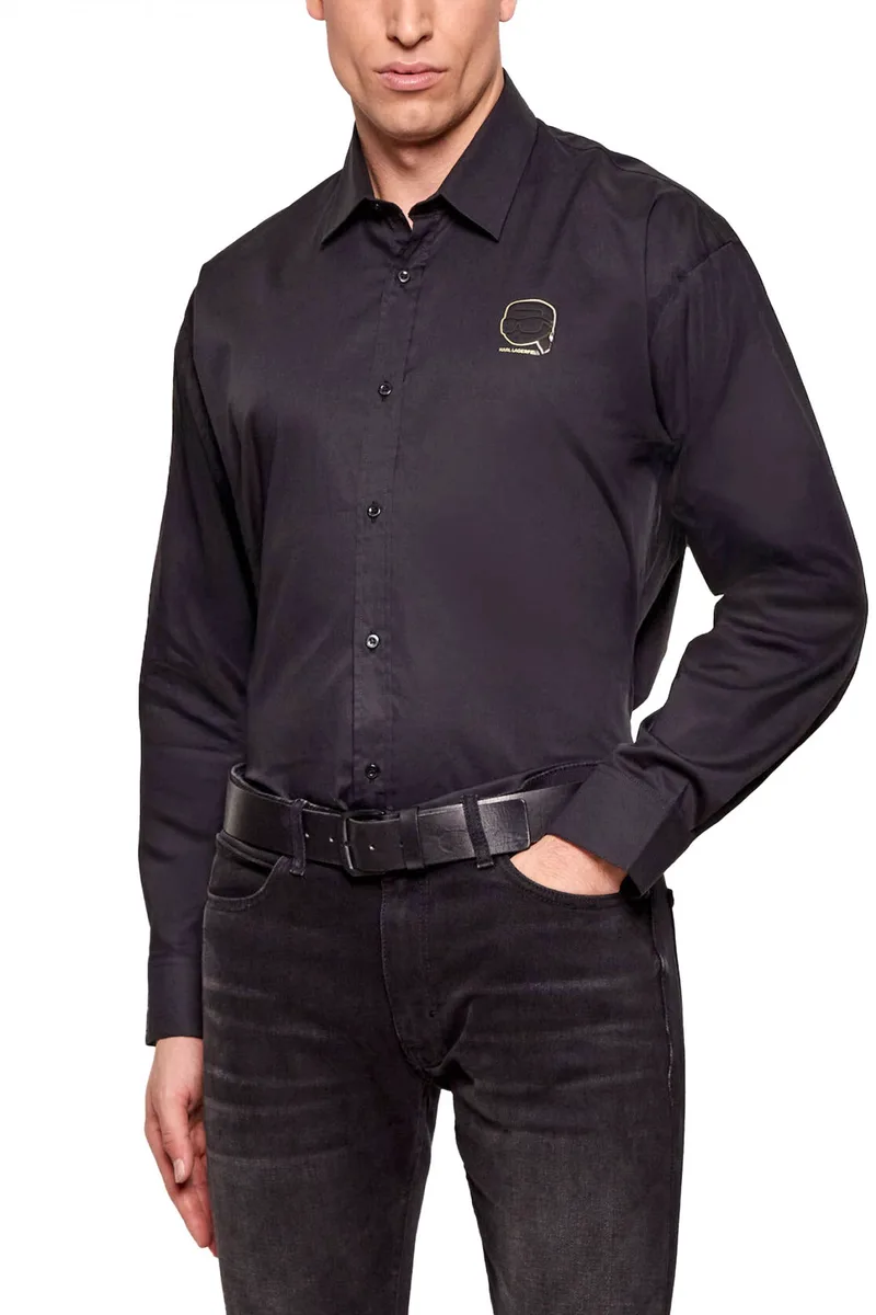 KARL LAGERFELD ΠΟΥΚΑΜΙΣΟ LOOSE FIT GOLD LOGO ΜΑΥΡΟ
