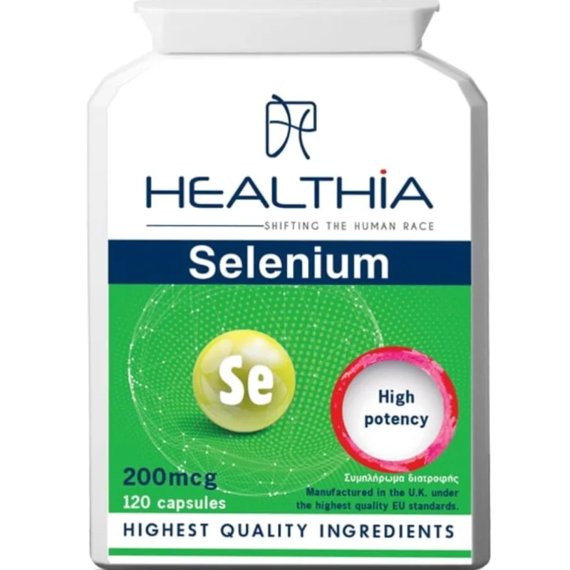 Healthia Selenium 200mcg High Potency Συμπλήρωμα Διατροφής με Σελήνιο Υψηλής Ισχύος για Αντιοξειδωτική Προστασία, Ενίσχυση της Ανδρικής Γονιμότητας & του Ανοσοποιητικού 120caps