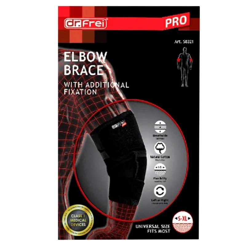 Dr. Frei Elbow Brace with Additional Fixation Αμφιδέξια Ελαστική Επιαγκωνίδα Καθημερινής Χρήσης Μαύρο One Size 1 Τεμάχιο