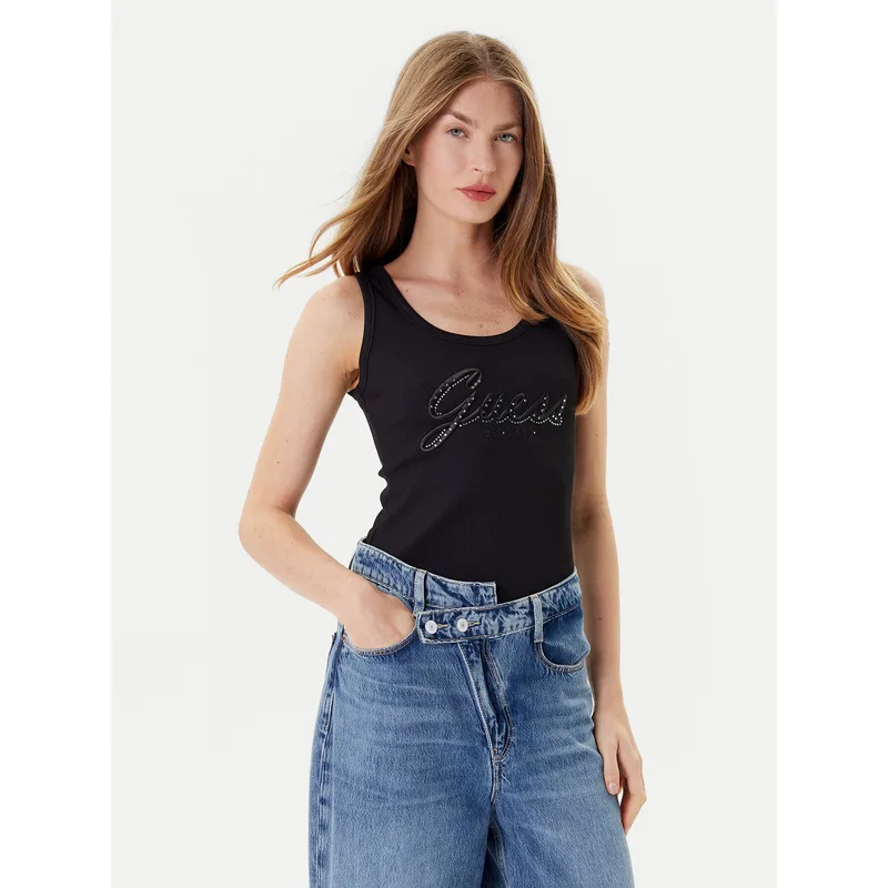 Guess Τοπ W5YP00 KCXJ2 Μαύρο Regular Fit