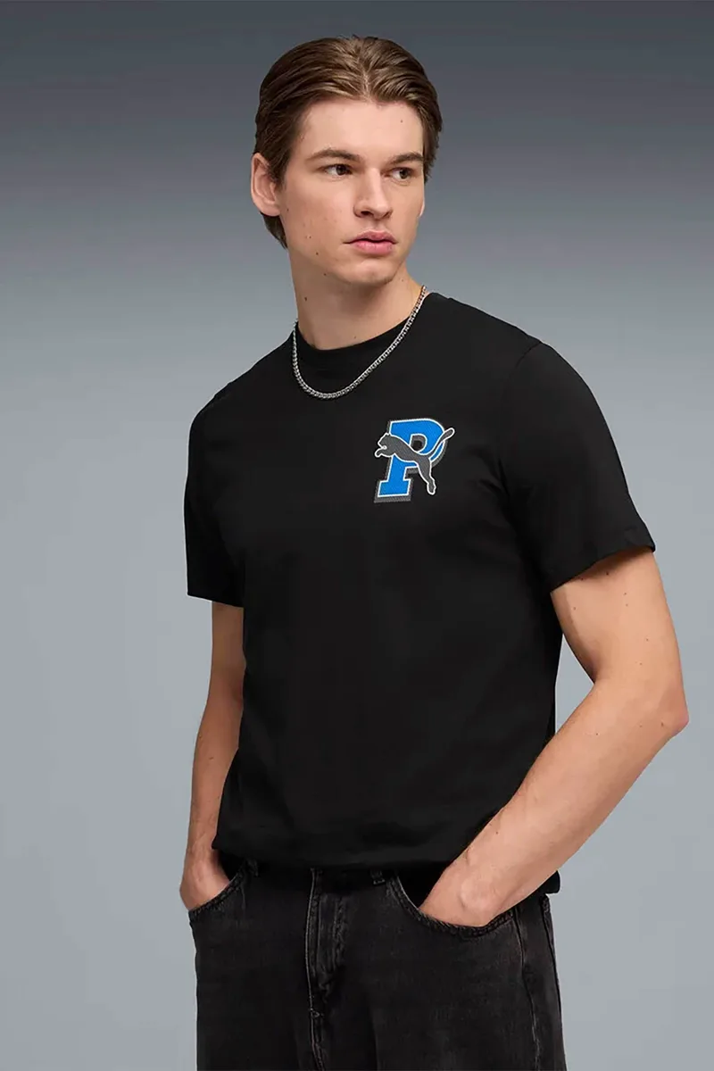 Puma ανδρικό T-shirt με print Regular Fit "Graphic Varsity" - 691776 Μαύρο