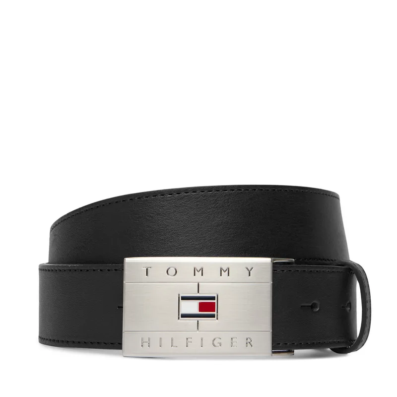 Ζώνη Tommy Hilfiger Th Flag Plaque Belt AM0AM14322 Μαύρο