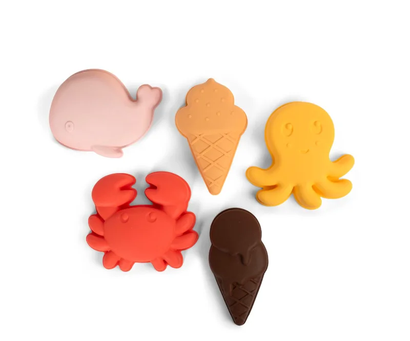 Filibabba - Silicone Sand Toys 5 pieces - Peach Mix