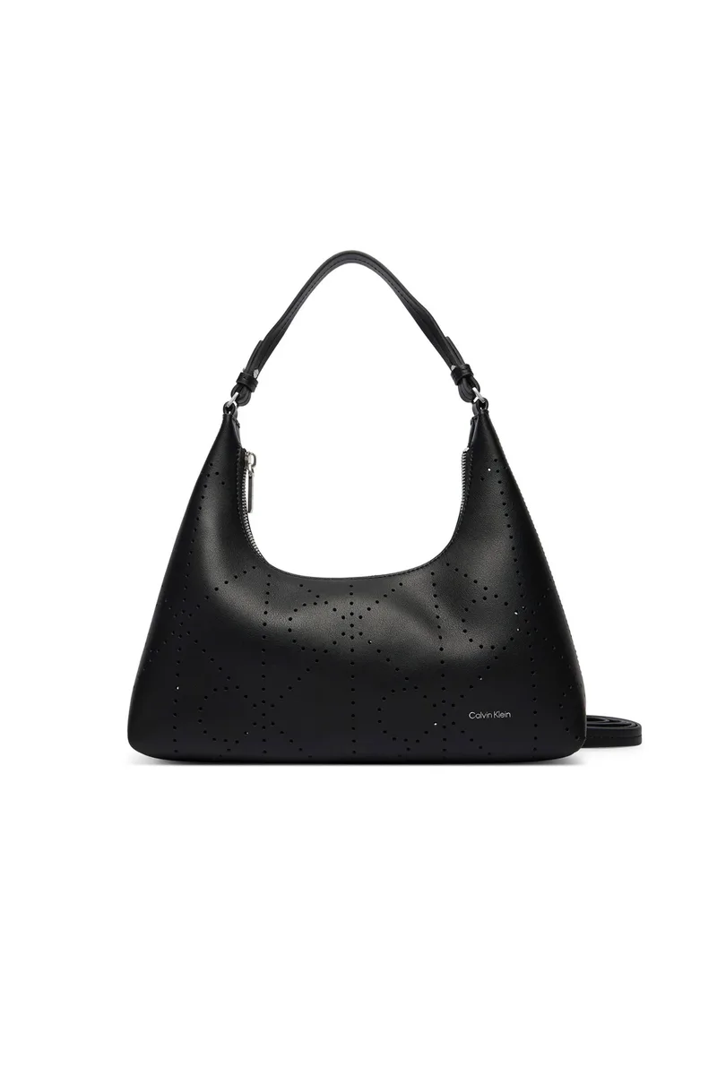 Calvin Klein Jeans γυναικεία δερμάτινη τσάντα ώμου με pouch και all-over monogram - LV04F3367G Μαύρο