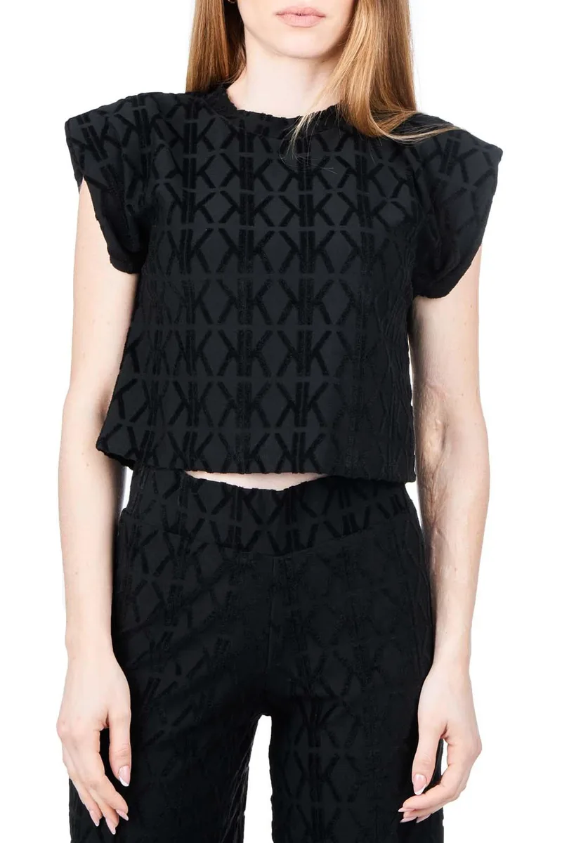 Top Kendal + Kylie Velour Combo KKW3711649-BLACK Γυναικείο