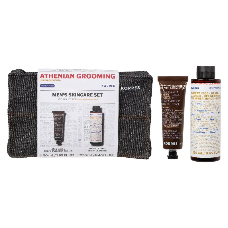 Korres Promo Athenian Grooming Anti-Aging Multi-Defender Recipe 50ml & Barber's Face & Beard Cleanser 250ml & Δώρο Νεσεσέρ 1 Τεμάχιο