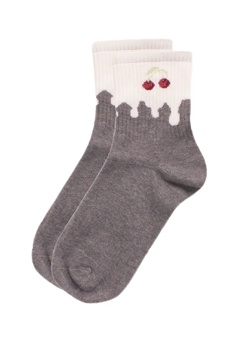 Κάλτσες Livoni Socks γυναικείες βαμβακερές ημίκοντες Cherry LVN25628-Γκρι