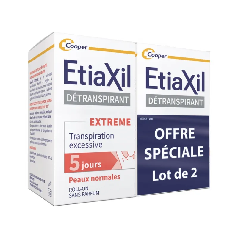 Etiaxil Deperspirant Roll-on Deodorant Extreme Excessive Sweating Normal Skin 2x15ml