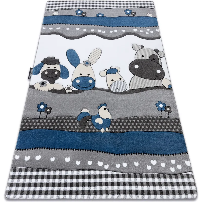 Χαλιά Rugsx Χαλί PETIT FARM ζώα μπλε 140x190 cm