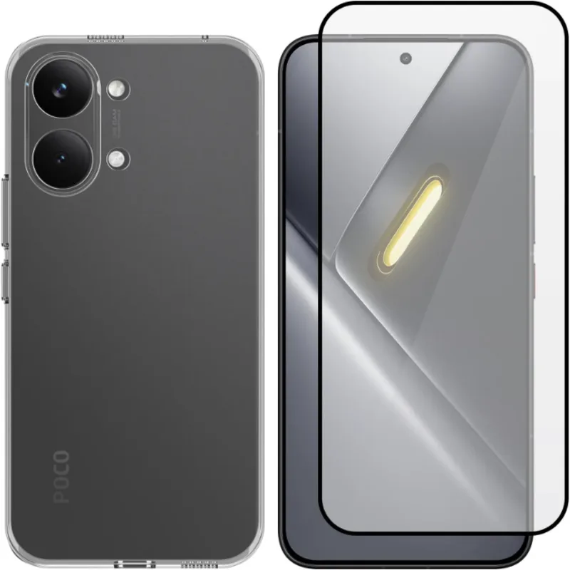 Θήκη & Tempered Glass Xiaomi Poco X8 Pro Max Vivid Set TPU Case Σετ Διάφανη Σιλικόνης & Full Face Αντιχαρακτικό Γυαλί Προστασίας Οθόνης - Transparent / Black (VI-TPU-TG.FF 1-26010002)