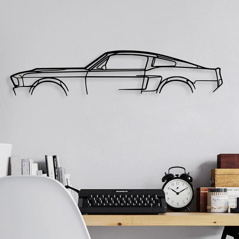 Μεταλλικό Διακοσμητικό Τοίχου 1967 Ford Mustang Shelby Gt500 Silhouette 891Tnl2366 70x15 cm