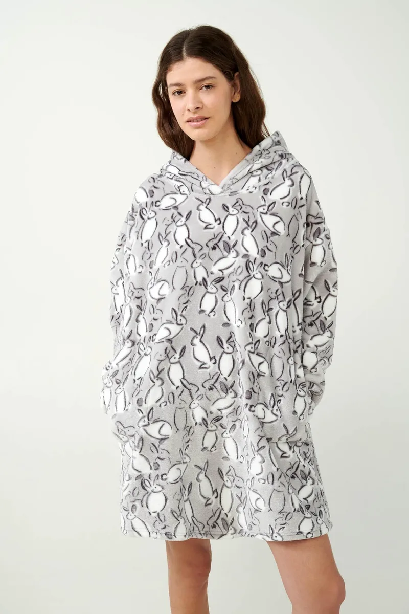 Vamp Fleece Νυχτικό με Λαγουδάκια