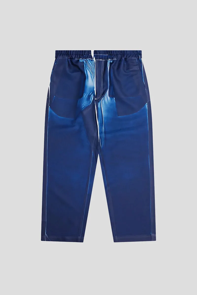 COMME DES GARÇONS SHIRT Ανδρικό Μπλε Elasticated Waist Overprint Pants