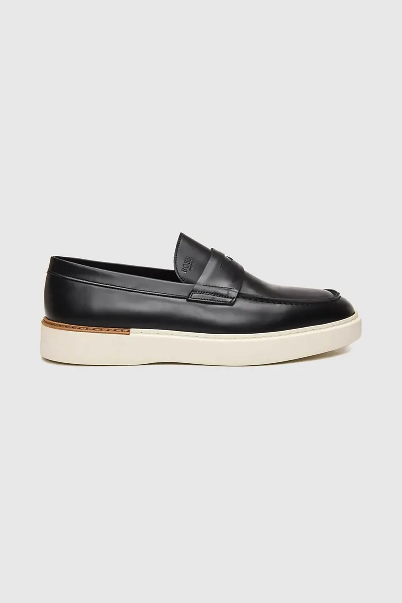 Boss Shoes ανδρικά δερμάτινα loafers - D7864 Μαύρο