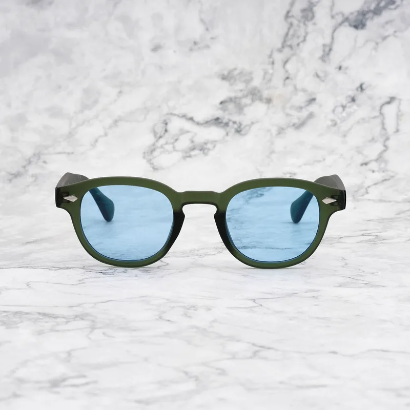 JOHNNY COLORED Tinted Sunglasses | Matt Green | Blue Shades | Explicit Poets Sunglasses