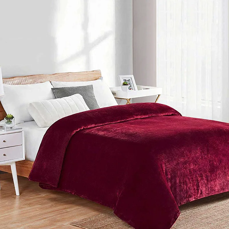 Κουβέρτα Fleece Υπέρδιπλη 220x240 Dimcol Solid 04 Bordeaux 220x240