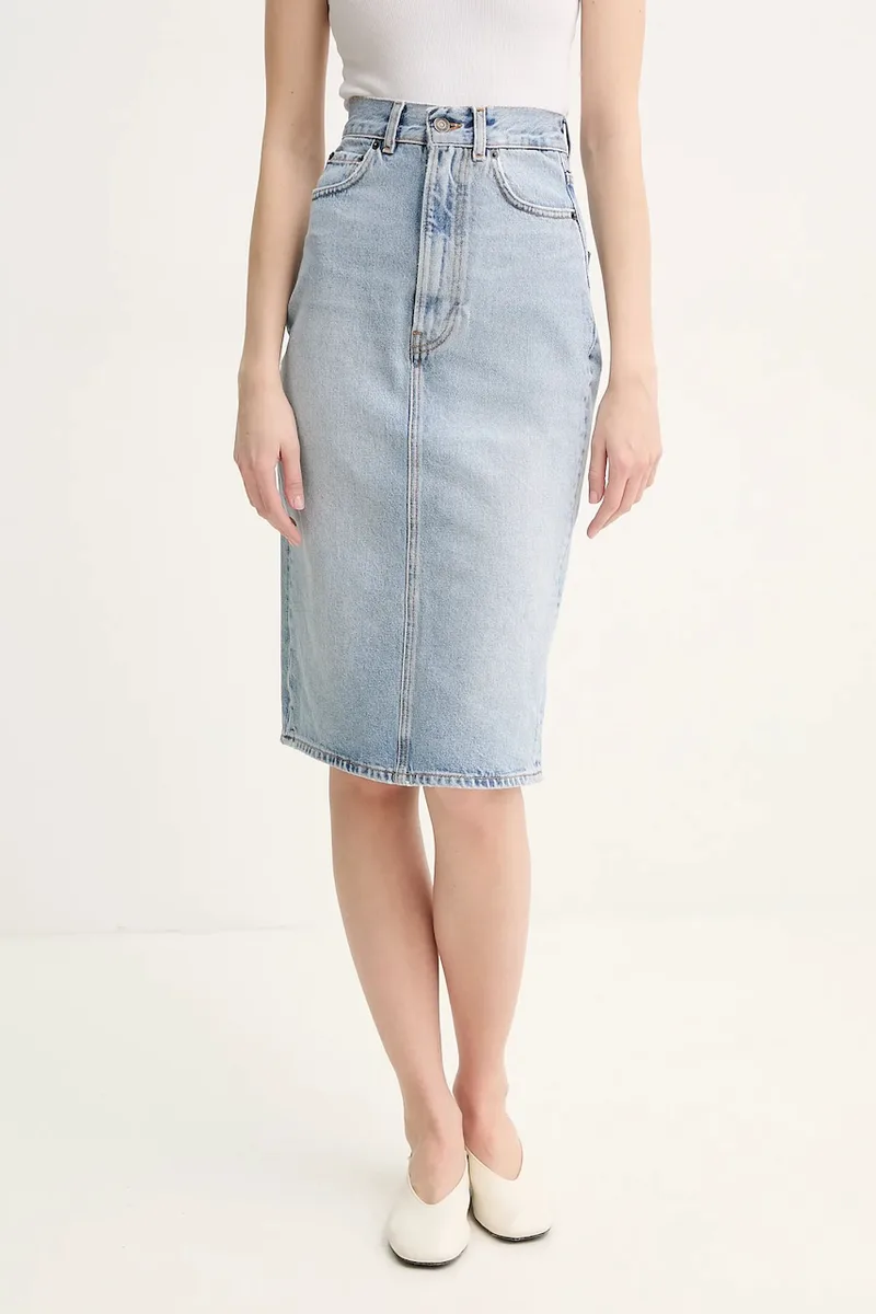 Τζιν φούστα Fiorucci Faded Heart Pocket Denim Midi Skirt