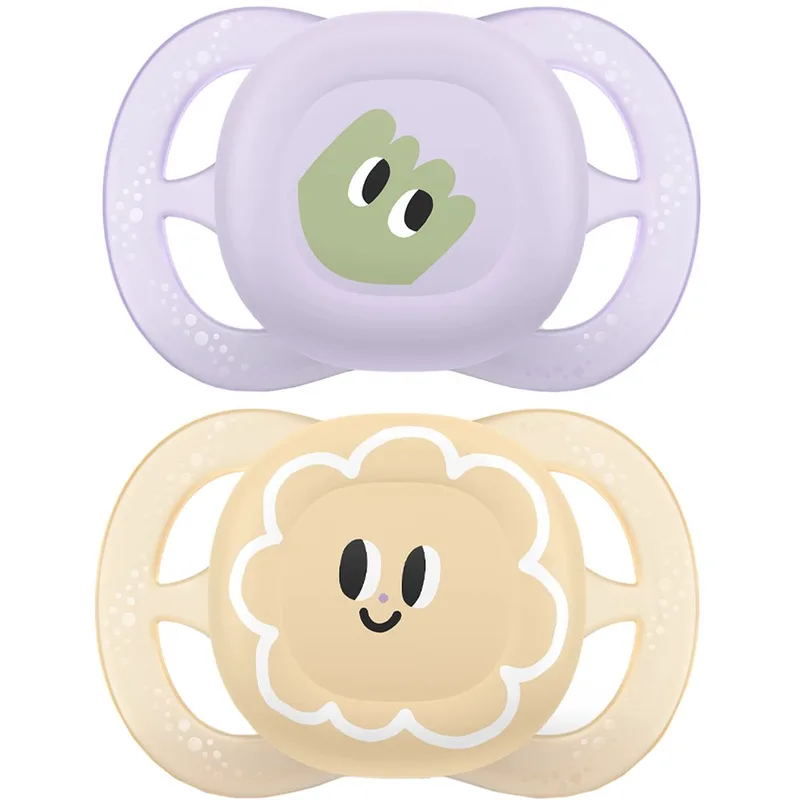 Philips Avent Ultra Start Silicone Orthodontic Soother 0-2m, 2 Τεμάχια Ορθοδοντική Πιπίλα Σιλικόνης Κατάλληλη για Νεογέννητα Μωρά με Θήκη Μεταφοράς Μωβ / Κίτρινο