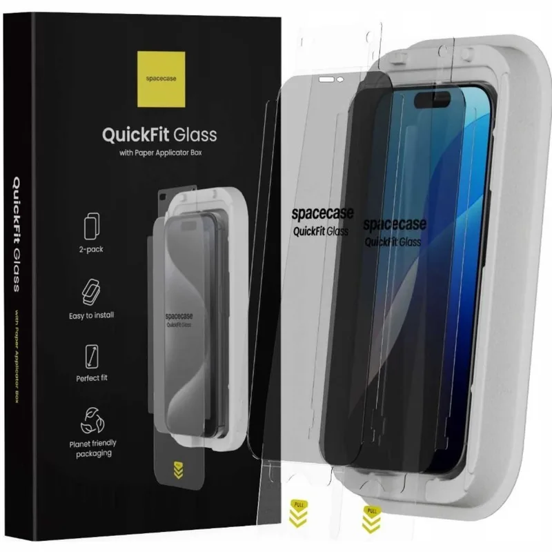 Tempered Glass iPhone 17 Pro Max / 16 Pro Max Spacecase QuickFit Privacy Glass Αντιχαρακτικό Γυαλί Προστασίας Απορρήτου Οθόνης με Απλικατέρ QuickFit 2 Τεμάχια - Privacy (5905719131814)