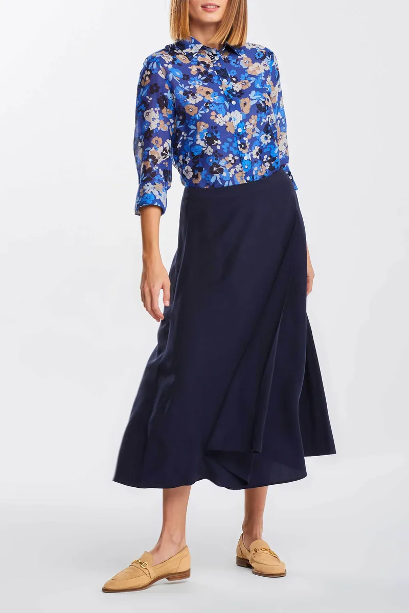 Gant γυναικεία midi φούστα μονόχρωμη A line - 4401071 Μπλε Σκούρο
