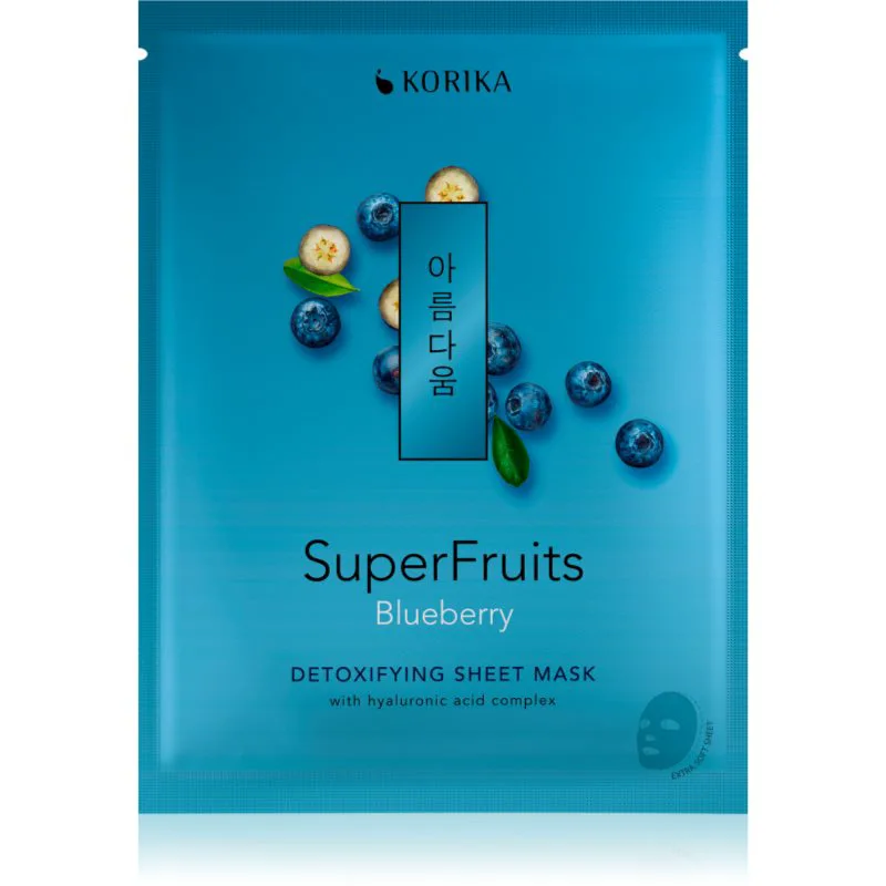 KORIKA SuperFruits Blueberry - Detoxifying Sheet Mask υφασμάτινη μάσκα αποτοξίνωσης Blueberry 25 γρ