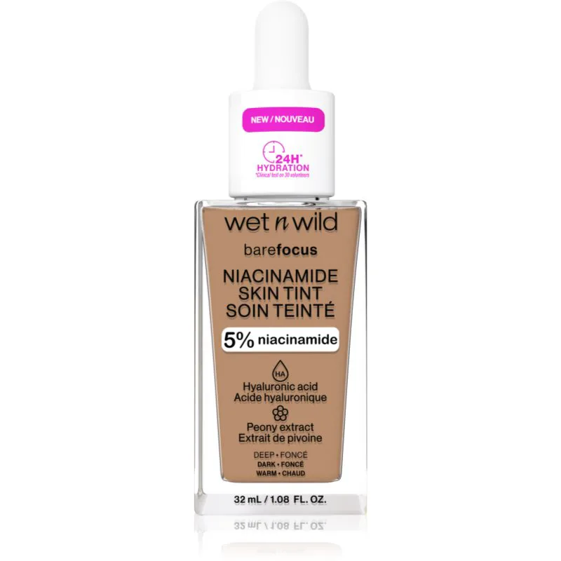 Wet n Wild BareFocus Niacinamide Skin Tint ελαφρύ ενυδατικό μεικ απ απόχρωση Deep (Warm) 32 ml