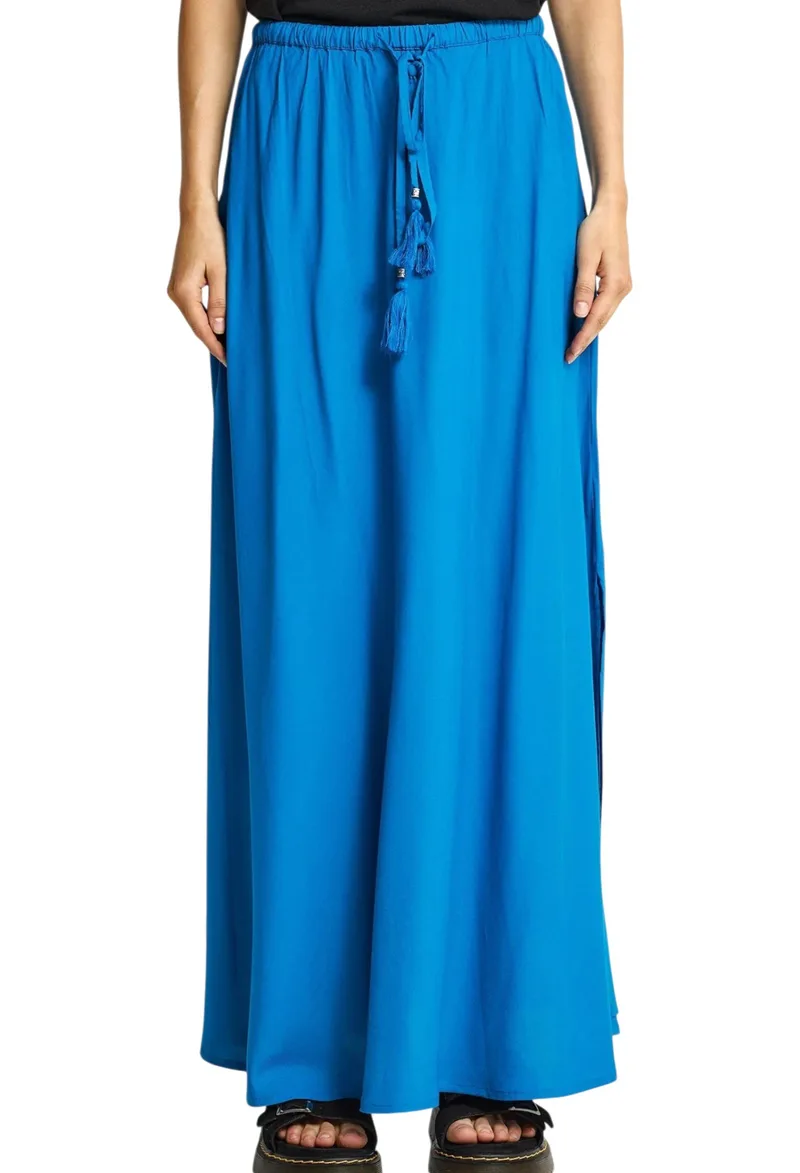 Φούστα Funky Buddha Μάξι Με Λάστιχο Στη Μέση FBL013-100-14-IBIZA BLUE Γυναικείο