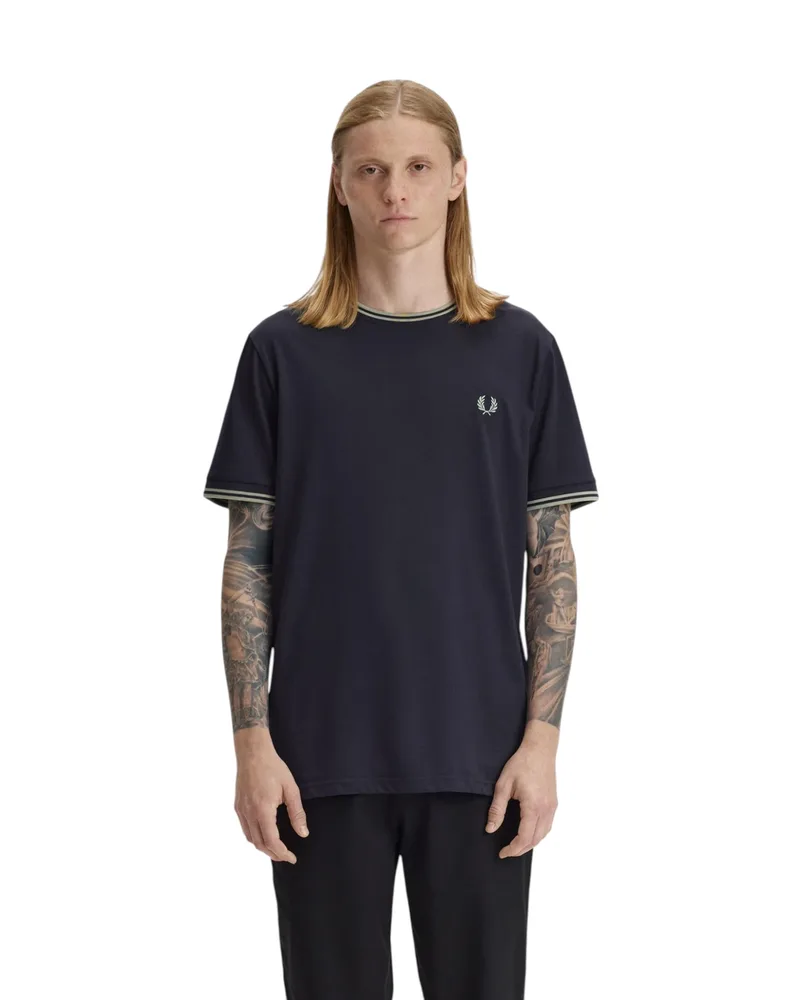 Fred Perry Ανδρική Μπλούζα Τ-Shirt Twin Tipped M1588-Τ73 Μπλε