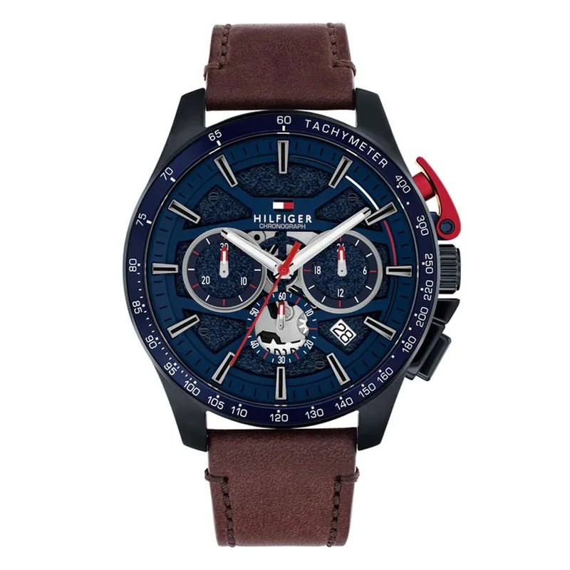 TOMMY HILFIGER Bank Brown Leather Strap 1792268
