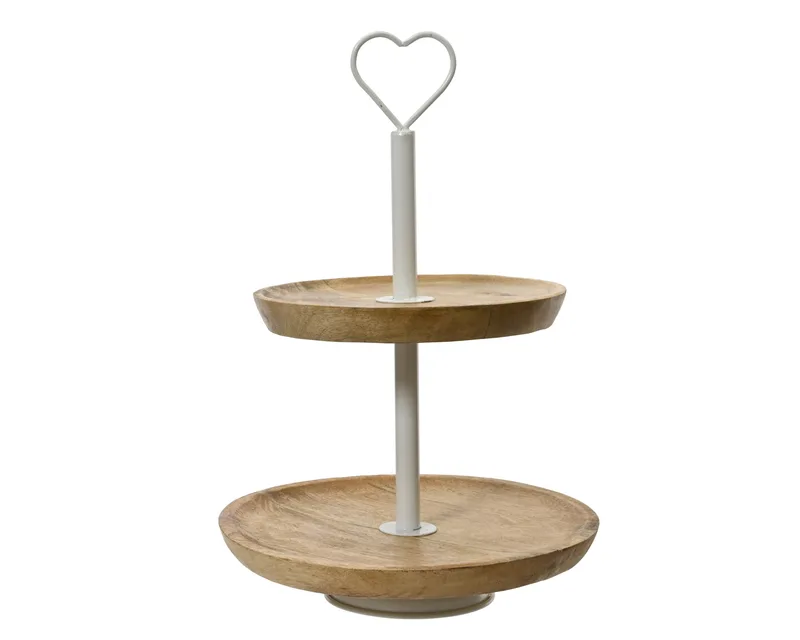 Beauty Home Διώροφη Ταρτιέρα από Ξύλο Μάνγκο 25 x 37 cm