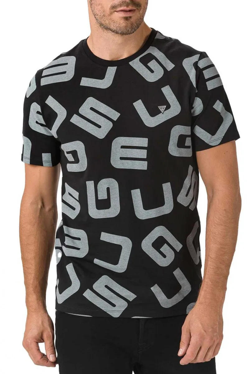 Μπλούζα Κοντομάνικη Guess Allover Logo M0YI84I3Z00-BLACK ALLOVER G Ανδρικό