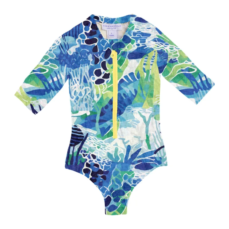 GIRL'S ONE PIECE SHORT SLEEVE AQUATIC
