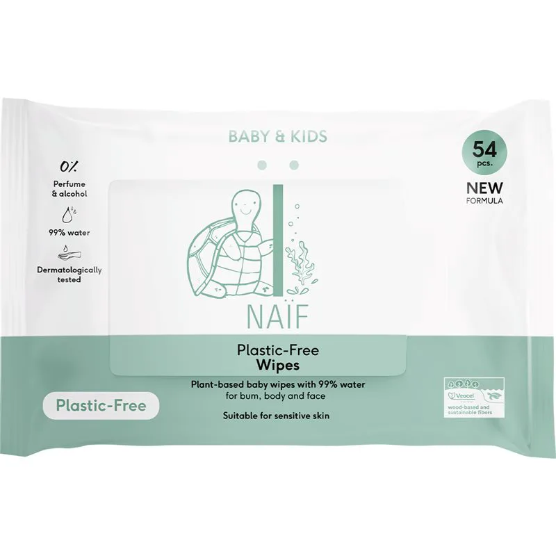 Naif Baby & Kids Plastic Free Wipes υγρά μαντηλάκια για παιδιά από τη γέννηση 54 τμχ