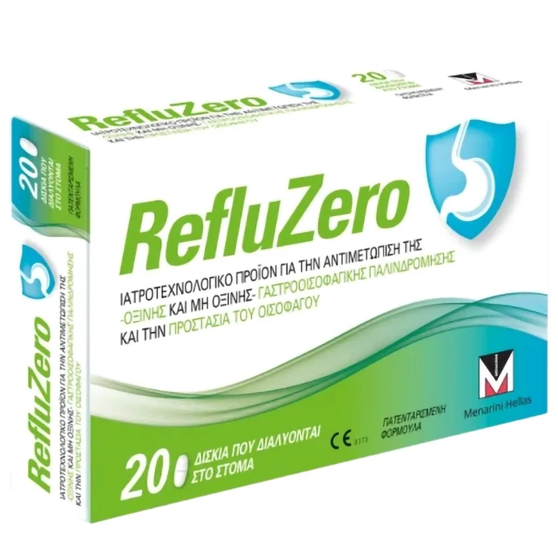 Menarini RefluZero Ιατροτεχνολογικό Προϊόν για την Αντιμετώπιση των Συμπτωμάτων της Γαστροοισοφαγικής Παλινδρομικής Νόσου 20tabs