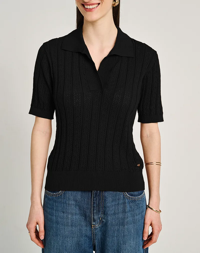 STAFF Kate Polo Short Sleeve Knit 63-201.055-Ν0090 Black